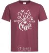 Men's T-Shirt Life begins after coffee burgundy фото
