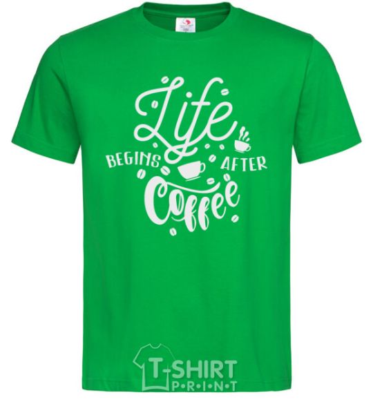 Men's T-Shirt Life begins after coffee kelly-green фото