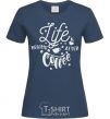 Women's T-shirt Life begins after coffee navy-blue фото