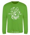 Sweatshirt Life begins after coffee orchid-green фото