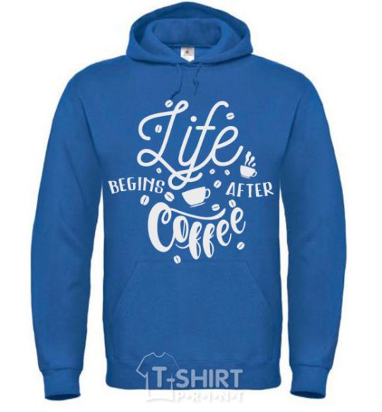 Men`s hoodie Life begins after coffee royal фото