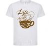 Kids T-shirt Life begins after coffee cup White фото