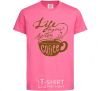 Kids T-shirt Life begins after coffee cup heliconia фото