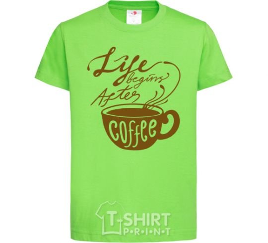 Kids T-shirt Life begins after coffee cup orchid-green фото