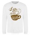 Sweatshirt Life begins after coffee cup White фото