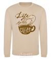 Sweatshirt Life begins after coffee cup sand фото