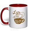 Чашка с цветной ручкой Life begins after coffee cup Красный фото