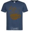 Men's T-Shirt Life begins after coffee cup navy-blue фото