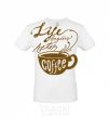 Men's T-Shirt Life begins after coffee cup White фото