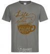 Men's T-Shirt Life begins after coffee cup dark-grey фото