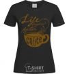 Women's T-shirt Life begins after coffee cup black фото