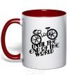 Mug with a colored handle Ride until the end of the world red фото