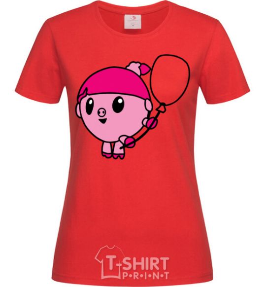 Women's T-shirt Nyushenka with a balloon red фото