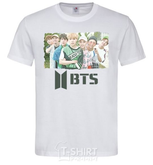 Men's T-Shirt BTS photo and logo White фото