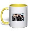 Mug with a colored handle BTS photo yellow фото