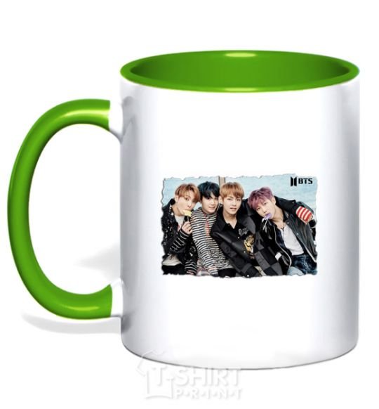 Mug with a colored handle BTS photo kelly-green фото