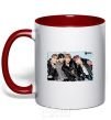 Mug with a colored handle BTS photo red фото