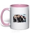 Mug with a colored handle BTS photo light-pink фото