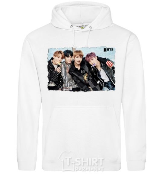 Men`s hoodie BTS photo White фото