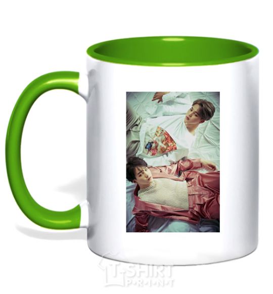 Mug with a colored handle Min Yungi Chi Min kelly-green фото