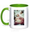 Mug with a colored handle Min Yungi Chi Min kelly-green фото