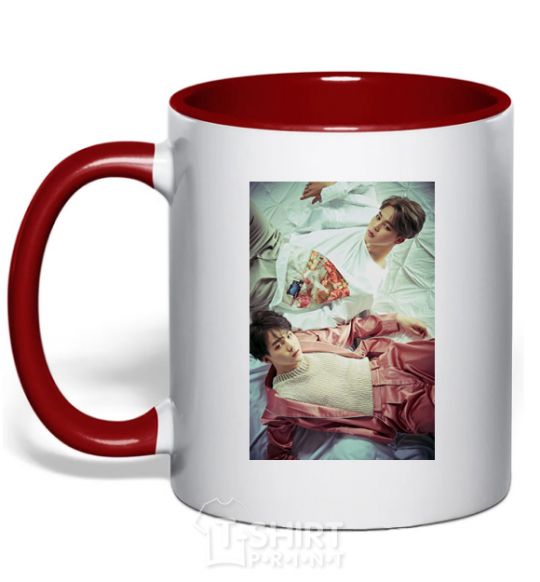 Mug with a colored handle Min Yungi Chi Min red фото