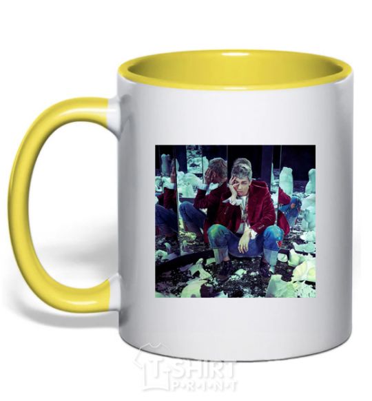 Mug with a colored handle RM yellow фото