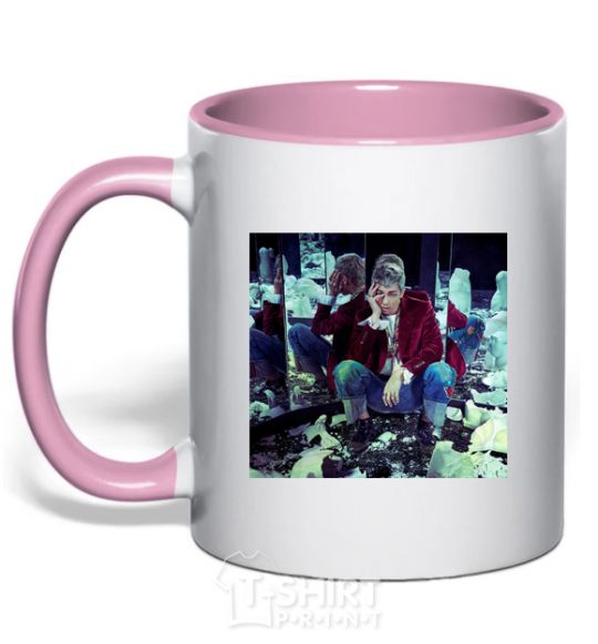 Mug with a colored handle RM light-pink фото