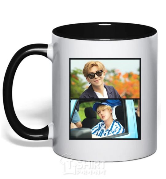 Mug with a colored handle Jin RM bts black фото