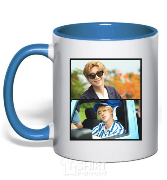 Mug with a colored handle Jin RM bts royal-blue фото