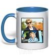 Mug with a colored handle Jin RM bts royal-blue фото