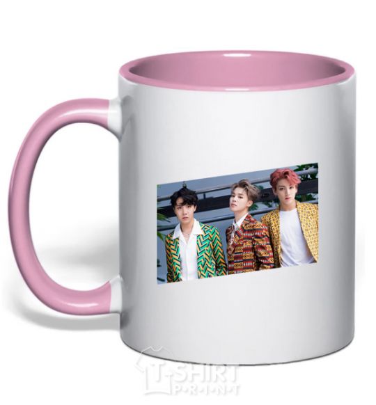 Чашка с цветной ручкой Bangtan Boys Нежно розовый фото