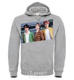 Мужская толстовка (худи) Bangtan Boys Серый меланж фото