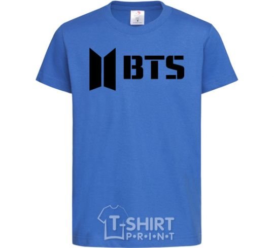 Kids T-shirt BTS black logo royal-blue фото