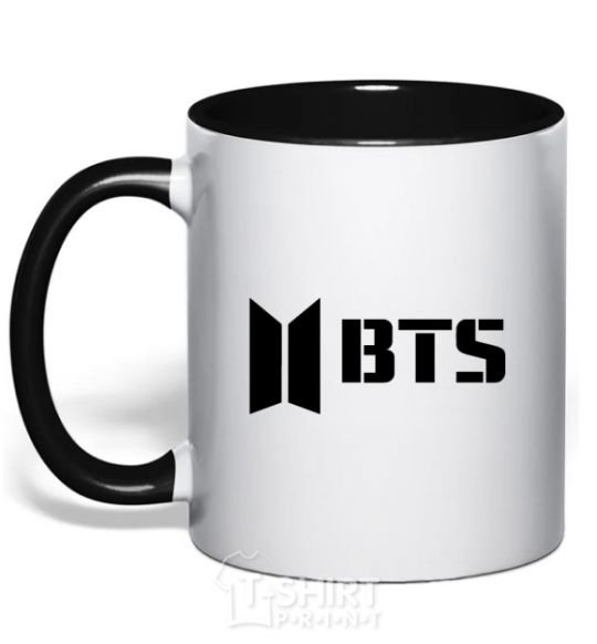 Mug with a colored handle BTS black logo black фото