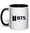 Mug with a colored handle BTS black logo black фото