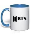 Mug with a colored handle BTS black logo royal-blue фото