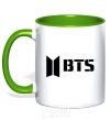 Mug with a colored handle BTS black logo kelly-green фото