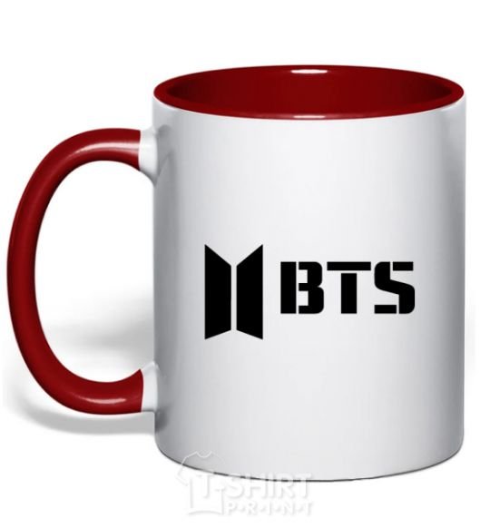 Mug with a colored handle BTS black logo red фото