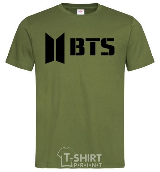 Men's T-Shirt BTS black logo millennial-khaki фото