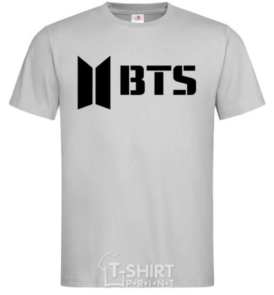 Men's T-Shirt BTS black logo grey фото