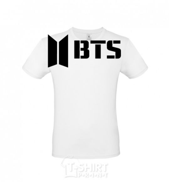 Men's T-Shirt BTS black logo White фото