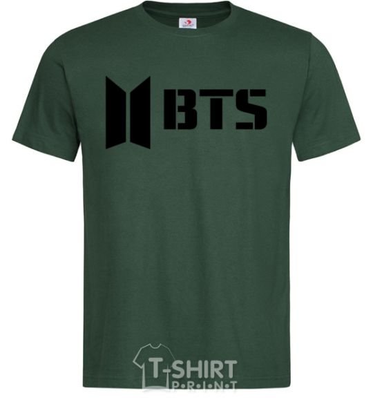 Men's T-Shirt BTS black logo bottle-green фото