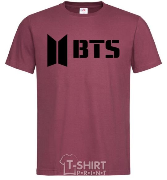 Men's T-Shirt BTS black logo burgundy фото