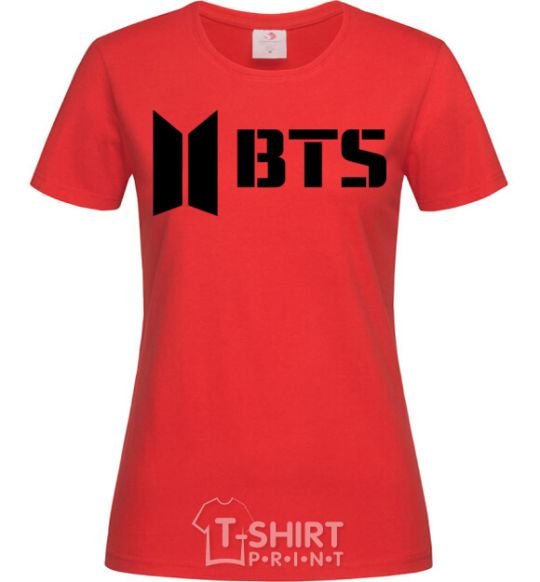 Women's T-shirt BTS black logo red фото