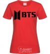 Women's T-shirt BTS black logo red фото