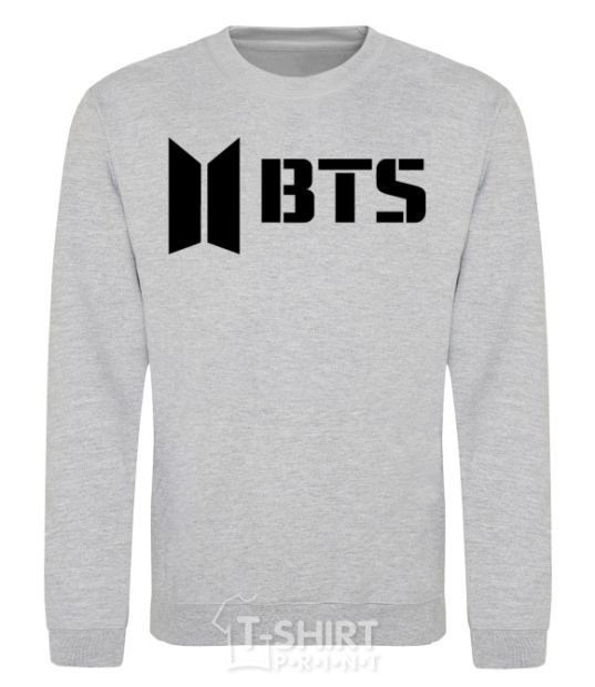 Свитшот BTS black logo Серый меланж фото