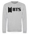 Свитшот BTS black logo Серый меланж фото