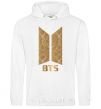 Men`s hoodie BTS gold logo White фото