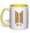 Mug with a colored handle BTS gold logo yellow фото